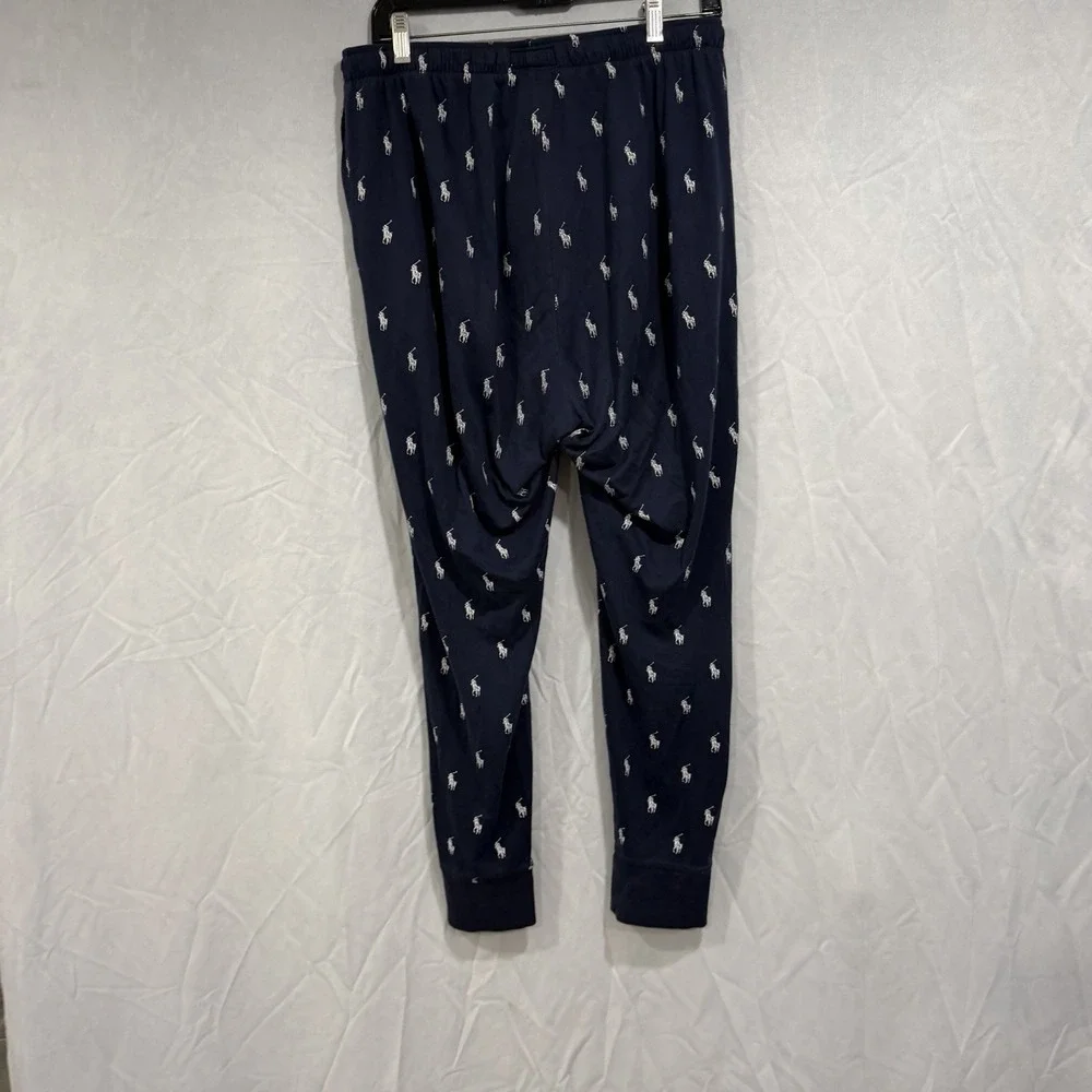Polo Ralph Lauren Pony Print Pajama Jogger Pants Men's M Navy Blue Cotton Sleep